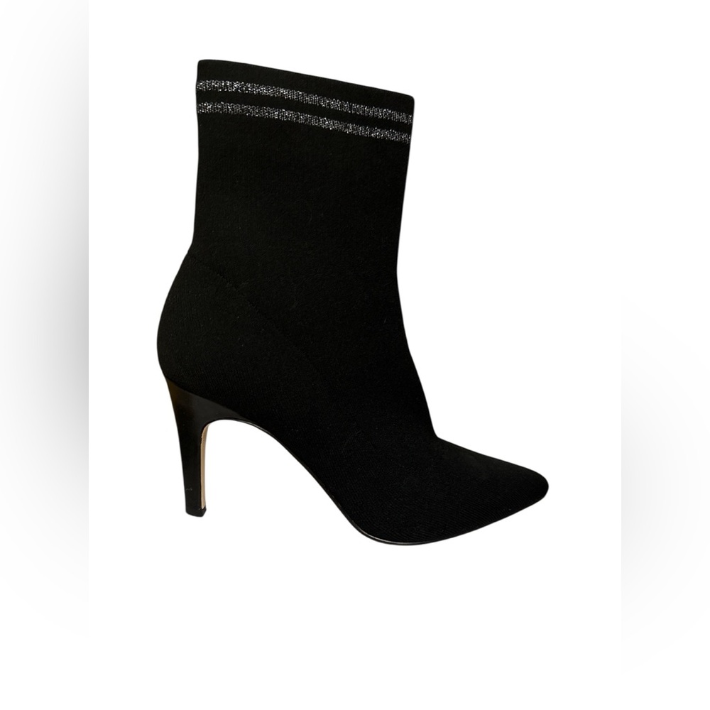 Leith Black Heeled Boots with Silver Accents